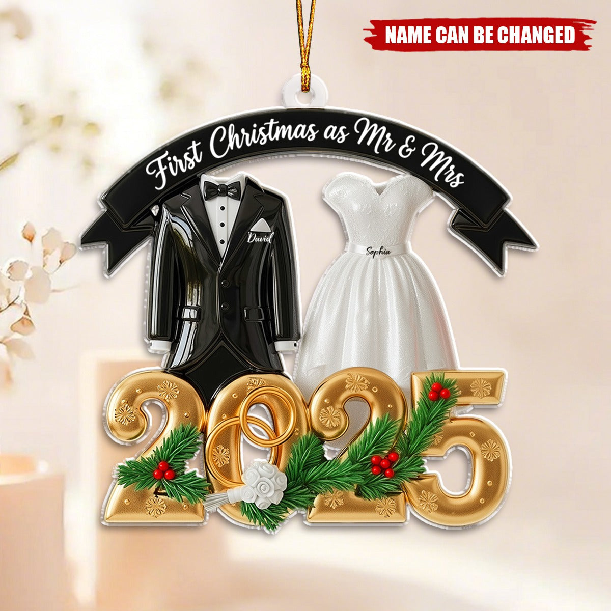 Christmas Couple Acrylic Ornament - Personalized Gift For Couple