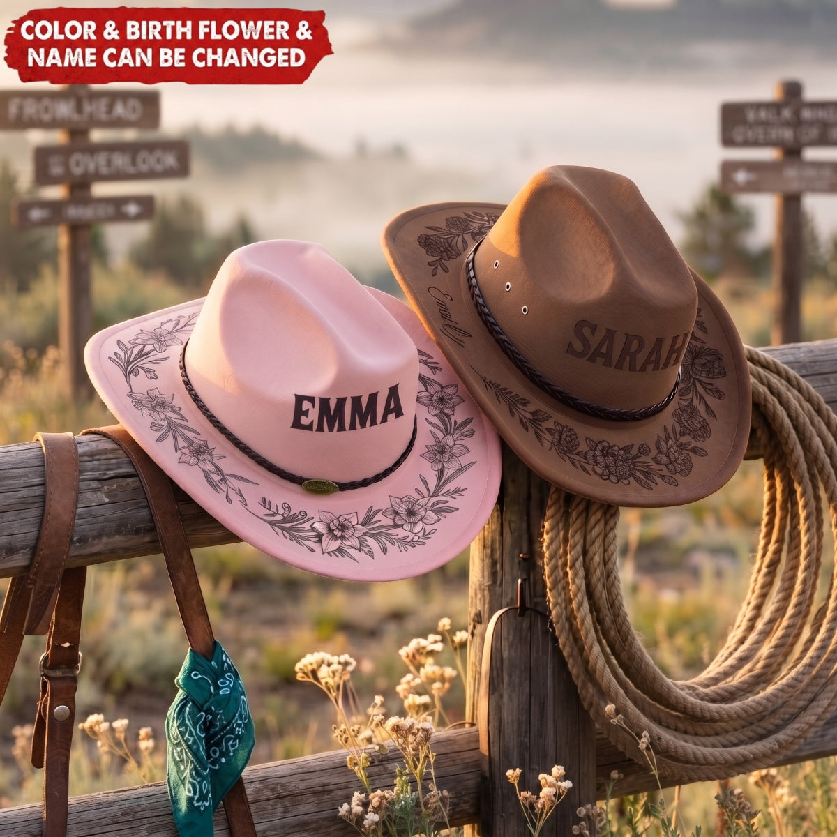 Western Cowboy Custom Pattern And Name - Personalized Cowboy Hat