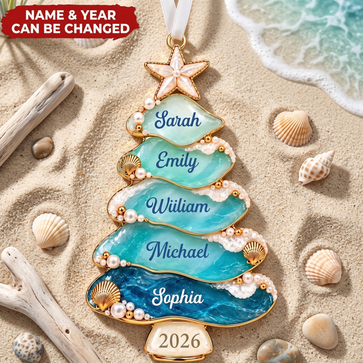 Sea Glass Tree – Personalized Acrylic Custom Shape Ornament, Gift For Ocean Lover