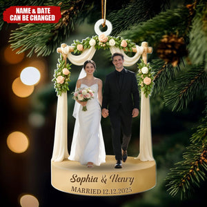 Celebrate Your Love With Wedding Arch And Roses, Personalized Acrylic Ornament