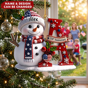 Anniversary Snowman Merry Christmas - Personalized Acrylic Custom Shape Ornament