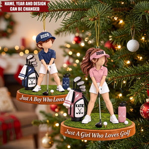 Just A Girl & Boy Who Loves Golf – Personalized Acrylic Custom Shape Ornament