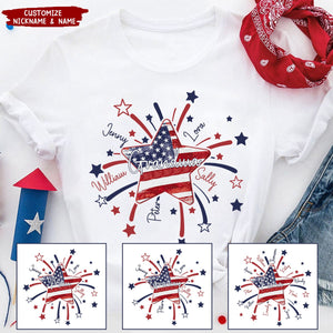 4th of July America Flag Star Mimi Mom Little Kids Personalized T-shirt