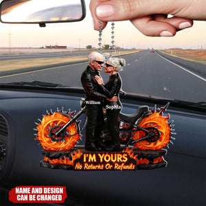 I'm Yours No Returns Or Refunds, Motorcycle And Flames, Car Hanging Ornament