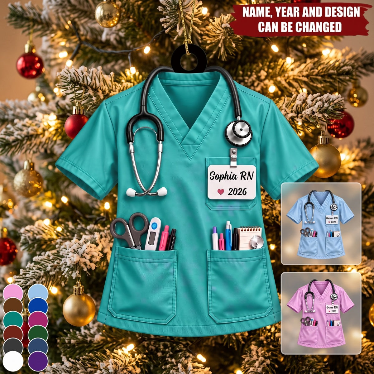 Nurse Scrubs – Personalized Acrylic Custom Shape Ornament