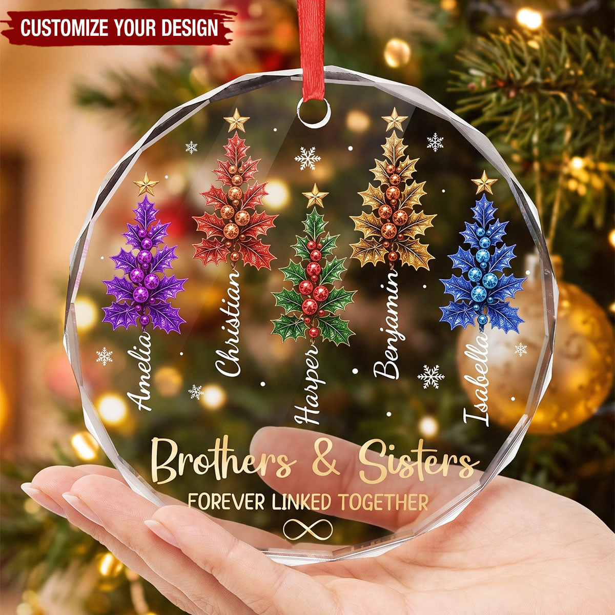 Custom Circle Glass Ornament - Personalized Christmas Birthday Gifts - United In Pure Love