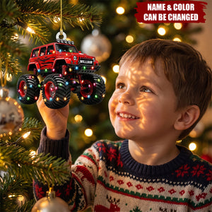 Personalized Monster Truck Ornament, Custom Name Christmas Ornament, Gift For Boys