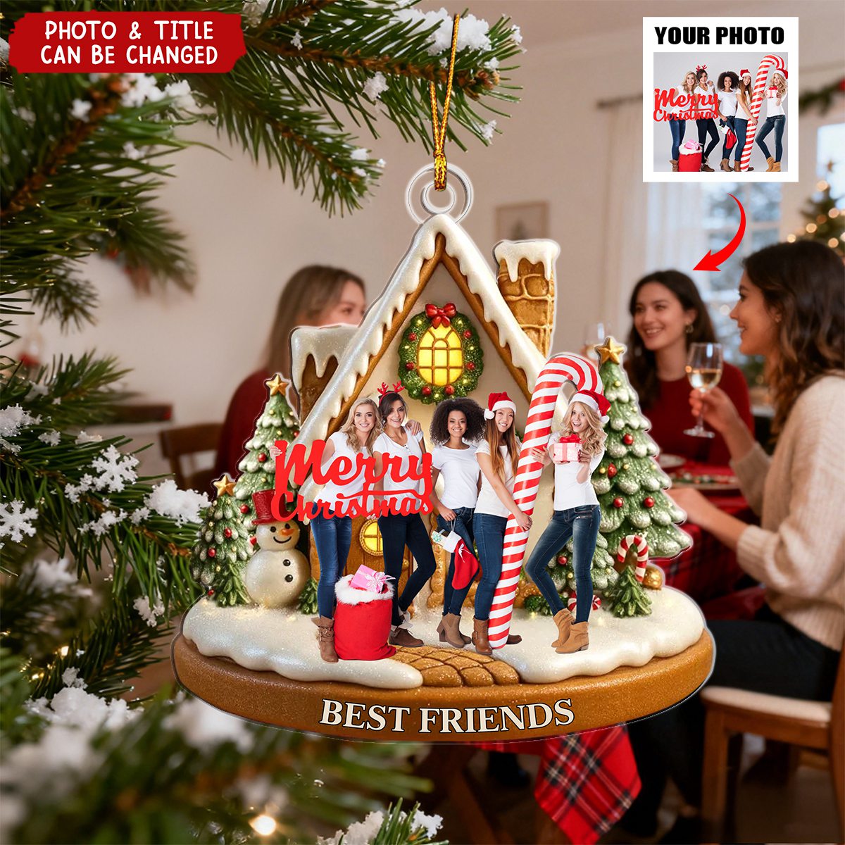 Christmas Sparkles With Love At Home Personalized Photo Acrylic Ornament - Christmas Birthday Gifts For Family