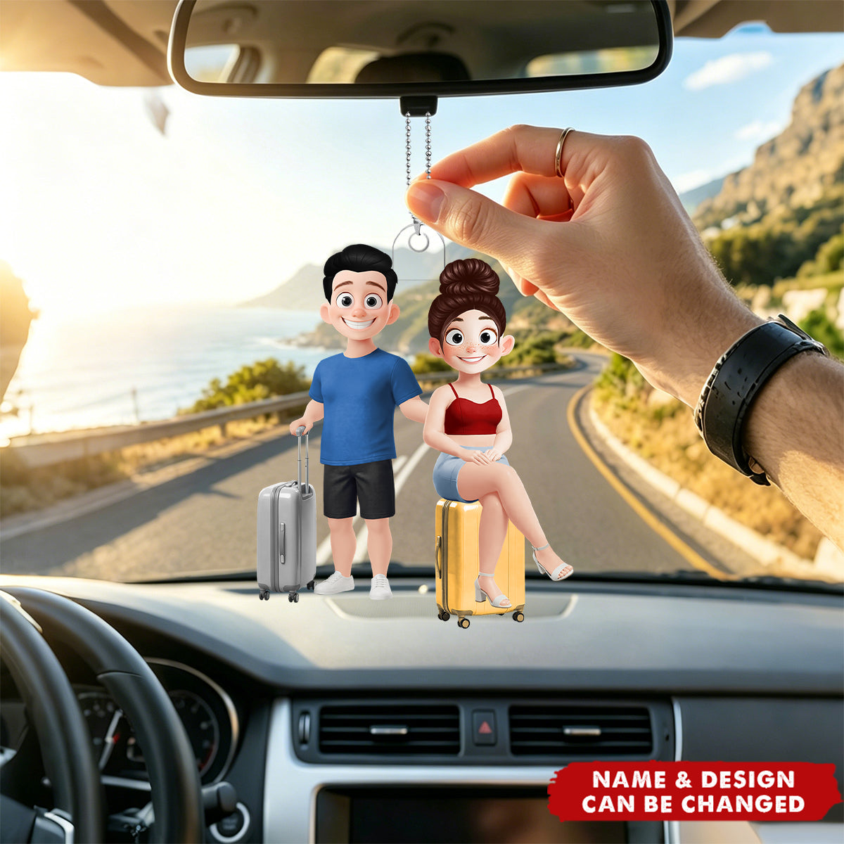The Adventures Of Travel Lovers - Personalized Acrylic Car Ornament - Gift For Travelers
