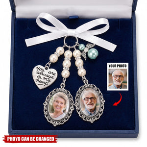 Custom Photo Bouquet Charm - Personalized Memorial Sympathy Gifts For Brides - In Loving Memory