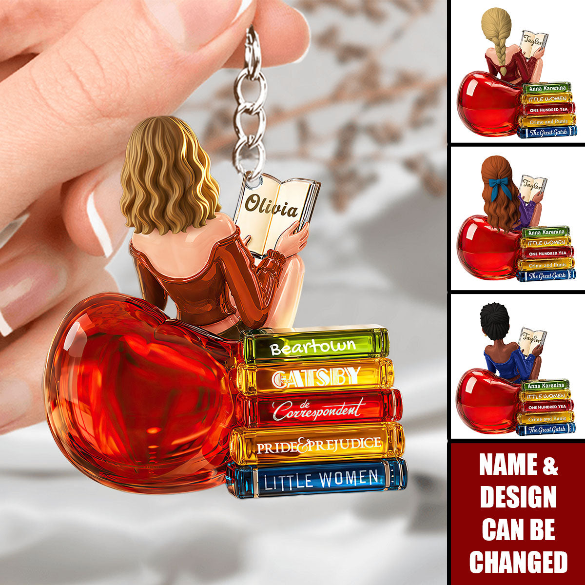 Book Lovers Acrylic Keychain - Personalized Gifts For Her