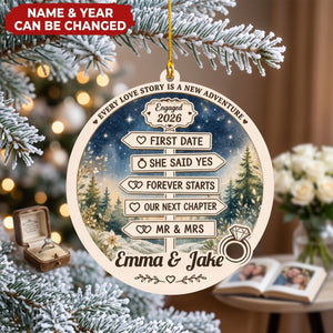Our Forever Begins - Personalized 2-Layered Wooden Ornament