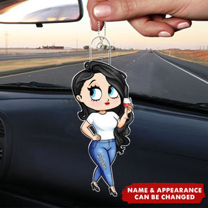 New Cartoon Style Girl - Personalized Acrylic Car Ornament