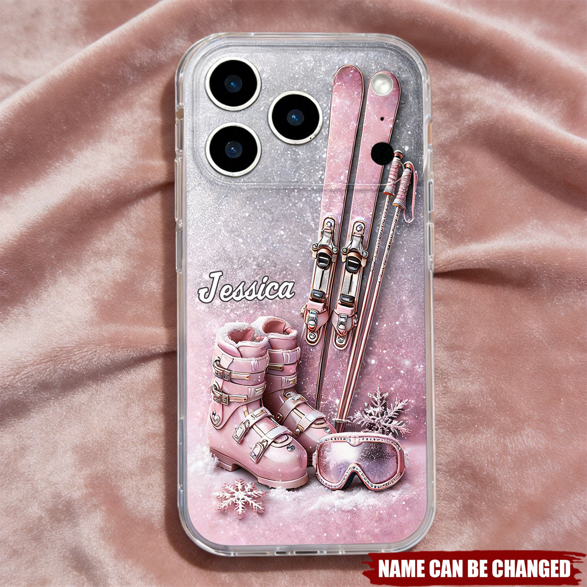 Skis, Boots, And Goggles, Clear Phone Case, Gift For Snow Lovers