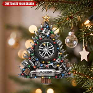 Personalized Mechanic Car Acrylic Christmas Ornament, Custom Holiday Tree Decoration