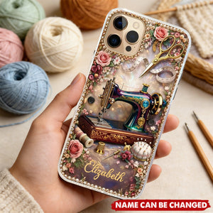 Vintage Sewing Machine Floral - Personalized Full Print Phone Case