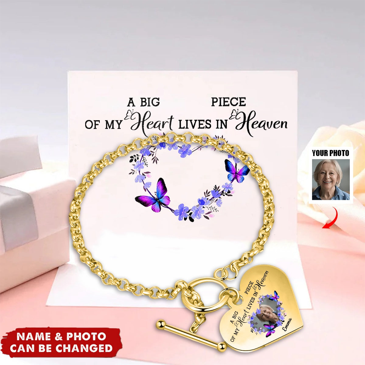 A Big Piece Of My Heart - Personalized Photo Heart Bracelet