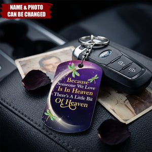Personalized Stainless Steel Keychain With Memorial Photo, Dragonfly Design, Unique Gift For Family