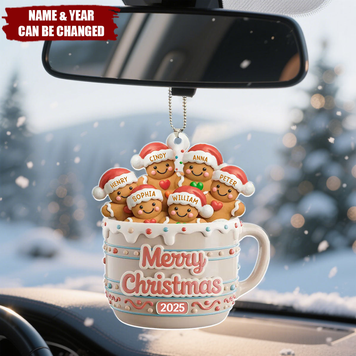 Cookie Crew Forever Personalized Acrylic Car Ornament - Gifts For Mom, Dad, Brother, Sister, Kids