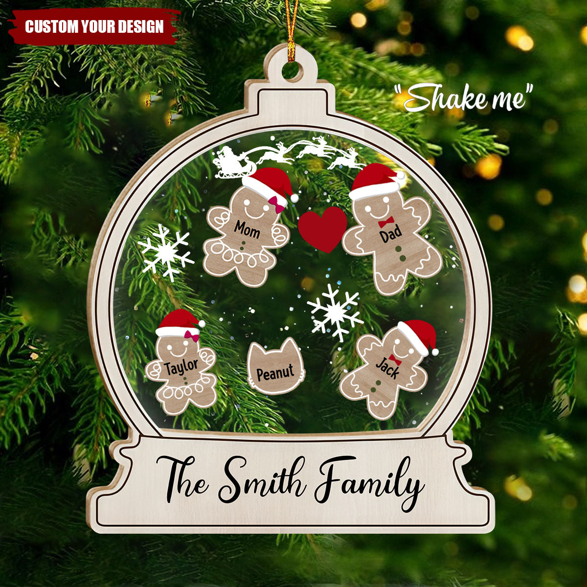 Gingerbread With Hat Family Personalized Shaker Ornament
