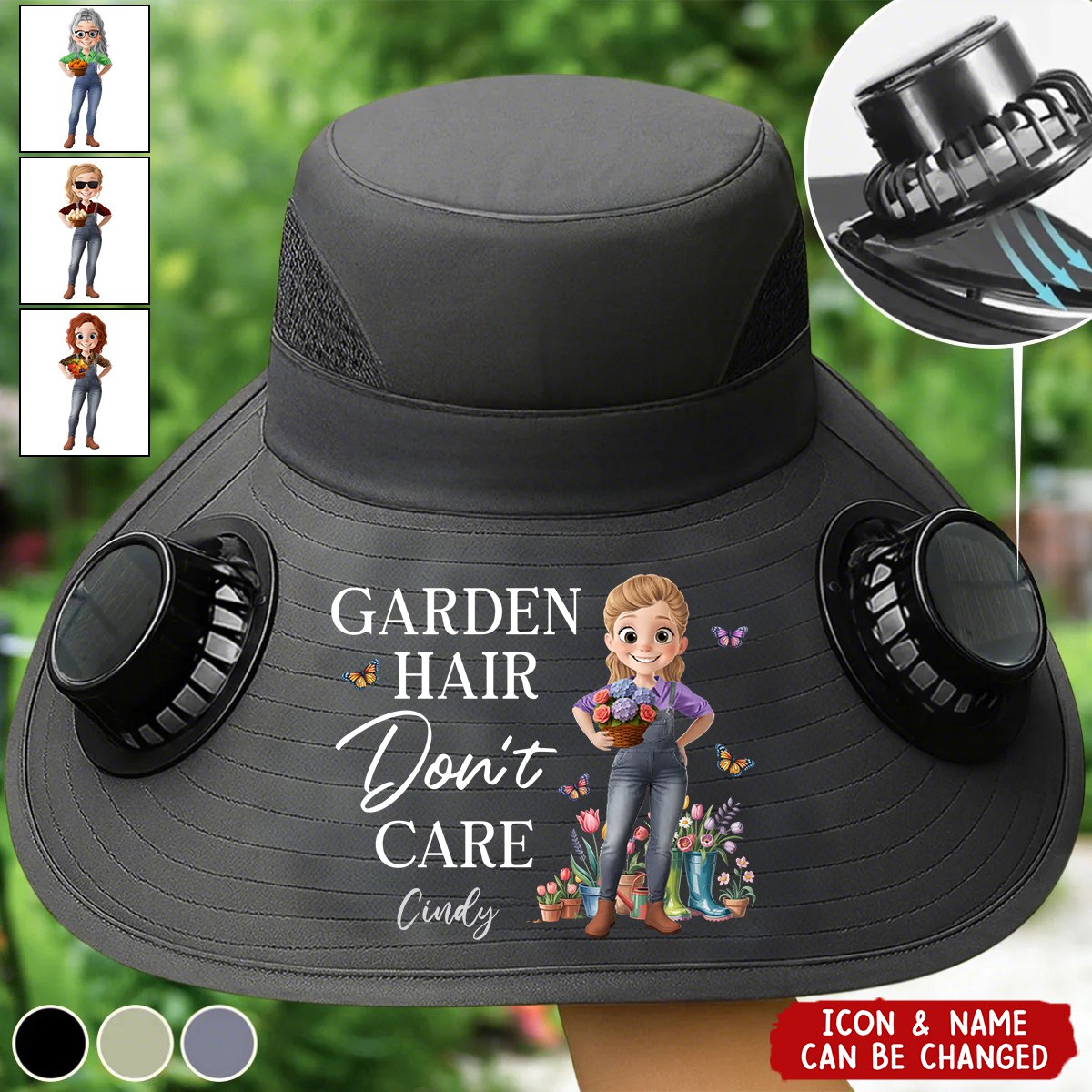 Custom Hat With Fans Solar Power - Personalized Garden Gifts For Gardeners - Garden Queen Vibes