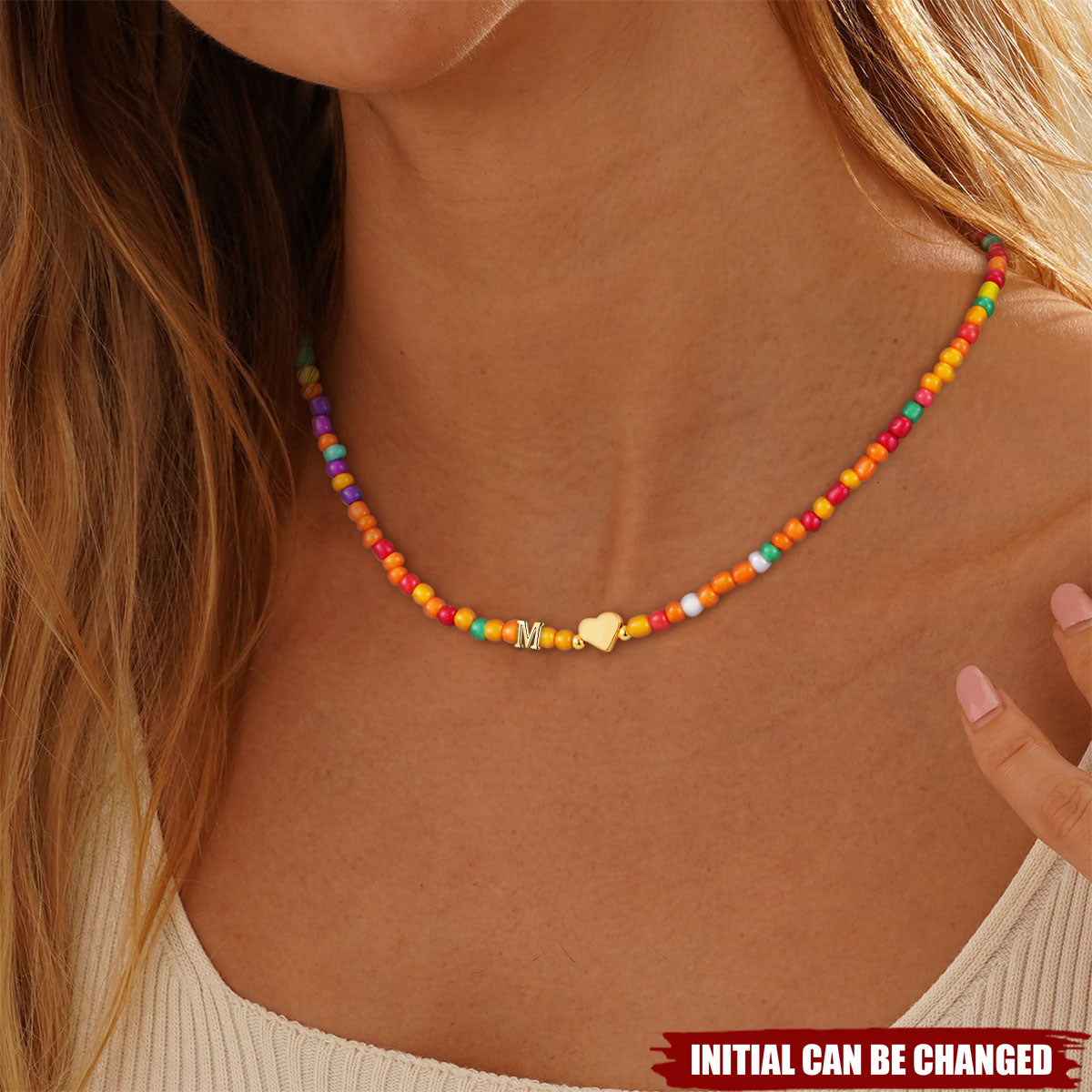 Cute Letter Beaded Choke Personalized Colorful Initial Necklaces