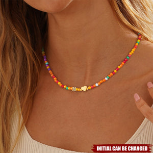 Cute Letter Beaded Choke Personalized Colorful Initial Necklaces