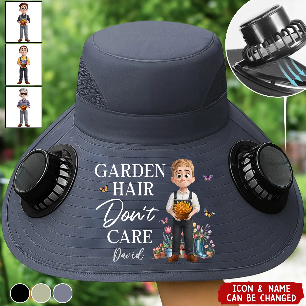 Custom Hat With Fans Solar Power - Personalized Garden Gifts For Gardeners - Garden Queen Vibes
