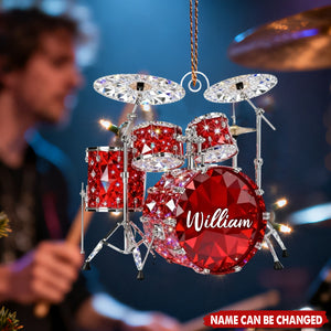 Drum Music Crystal Effect - Personalized Acrylic Ornament, Christmas Gift For Drummer