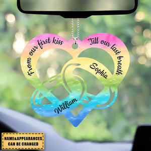Colorful From Our First Kiss Till Our Last Breath Couple Rings Personalized Acrylic Ornament
