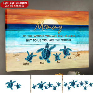 Custom Beach Sea Turtles Canvas - Personalized Gift For Mom