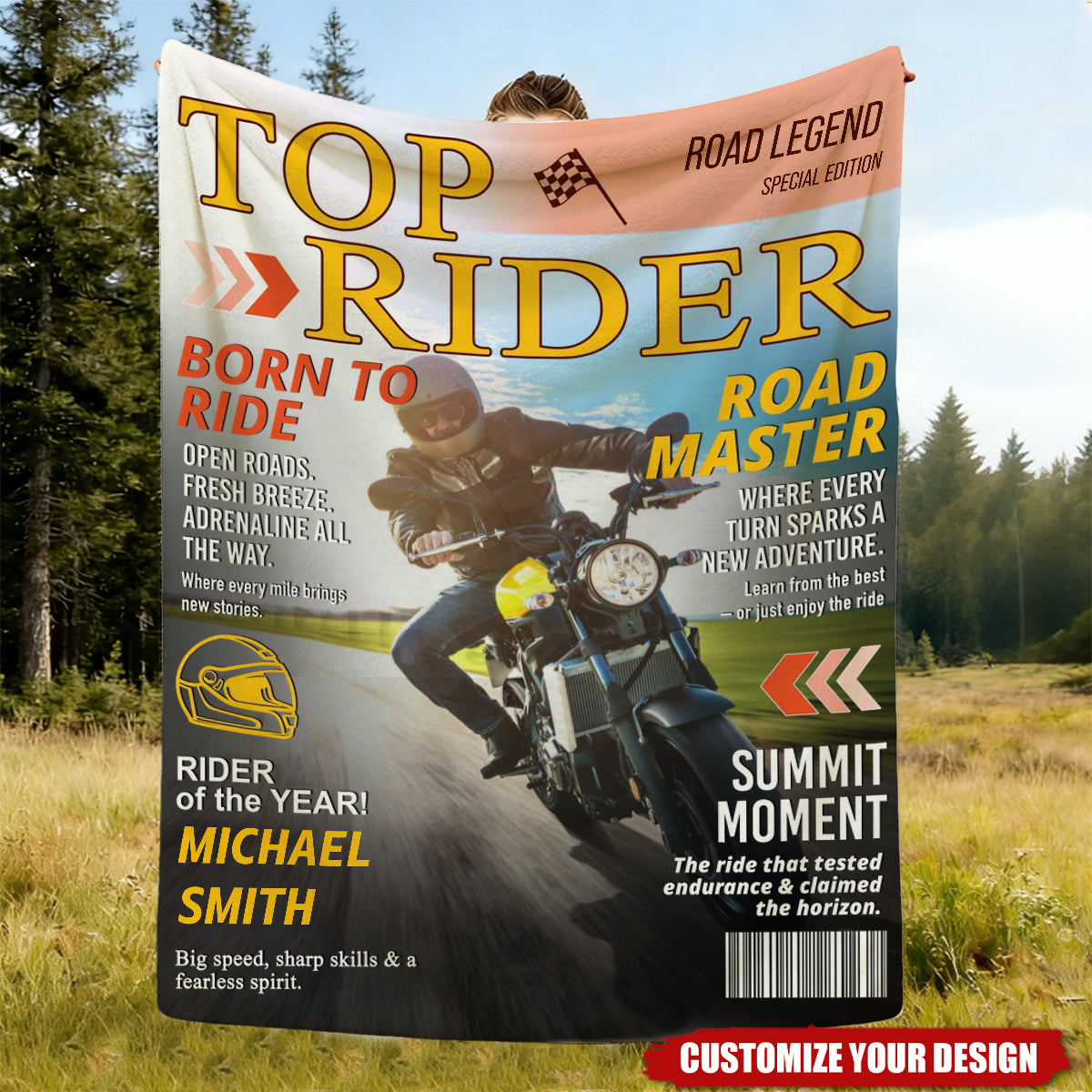 Custom Motorcyclist Magazine Blanket, Motorcycle Rider Gift