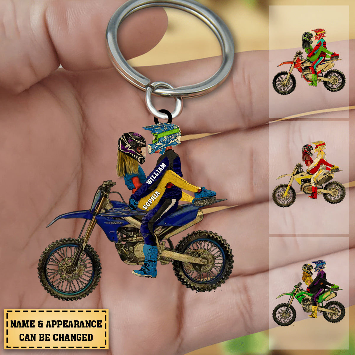 Custom Personalized Vintage Style, Dirt Bike Gifts For Couple Keychain