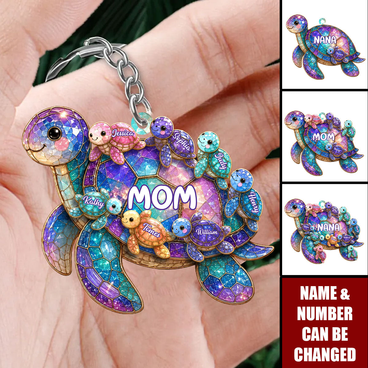 Happy Together Forever Mama Turtle Family - Personalized Acrylic Keychain