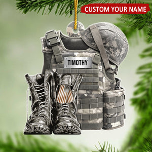Military Uniform Custom Name Christmas Ornament, Military Xmas Gift