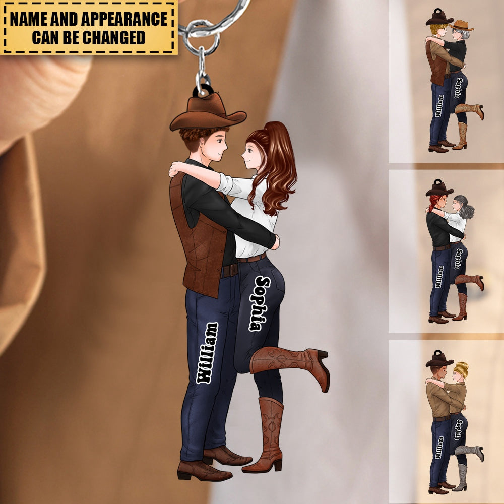 Personalized Couple Cowboy And Cowgirl Keychain