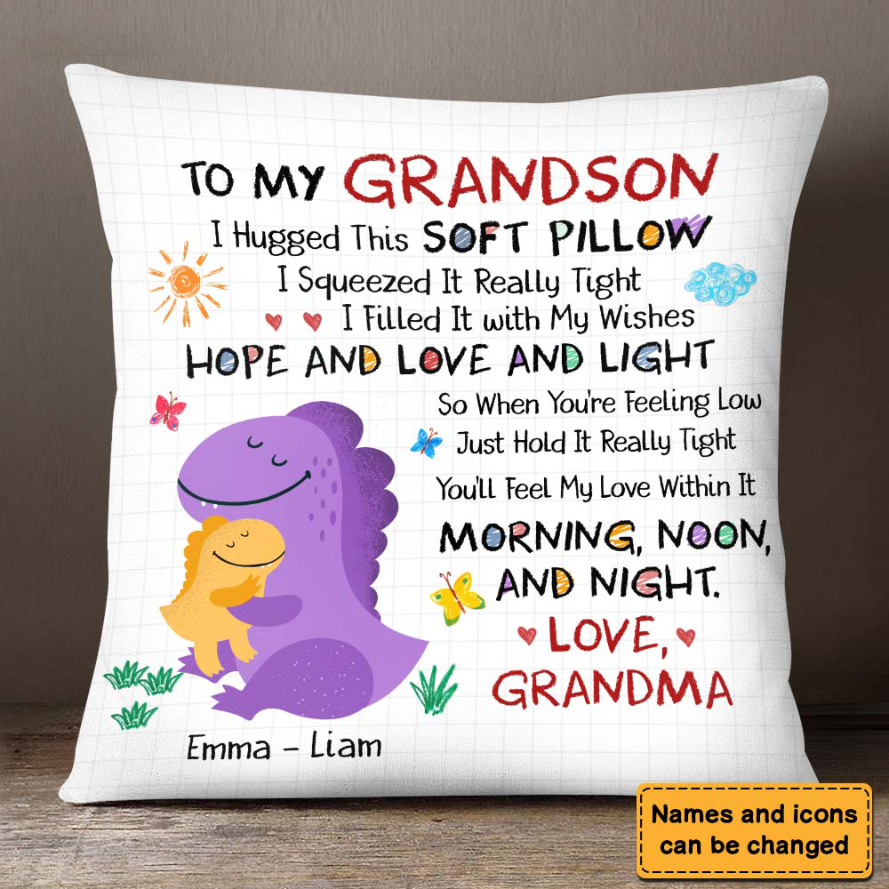 Gift For Grandson Dinosaurus Hug This Pillow