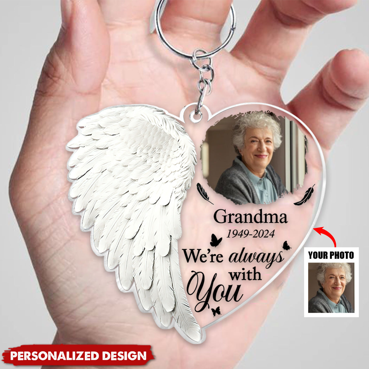 Custom Photo Although You Cannot See Me I'm Always With You - Personalized Acrylic Keychain