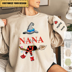 Personalized Grandma Mimi Auntie Life Christmas Witch With Grandkids Sweatshirt