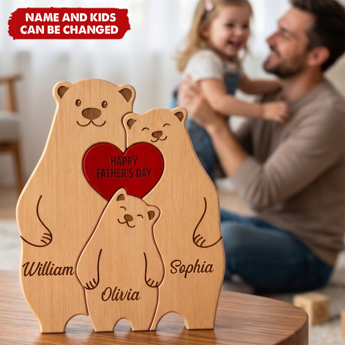 Together Is Our Favorite Place - Personalized Family Wooden Puzzle, Gifts For Dad, Grandpa