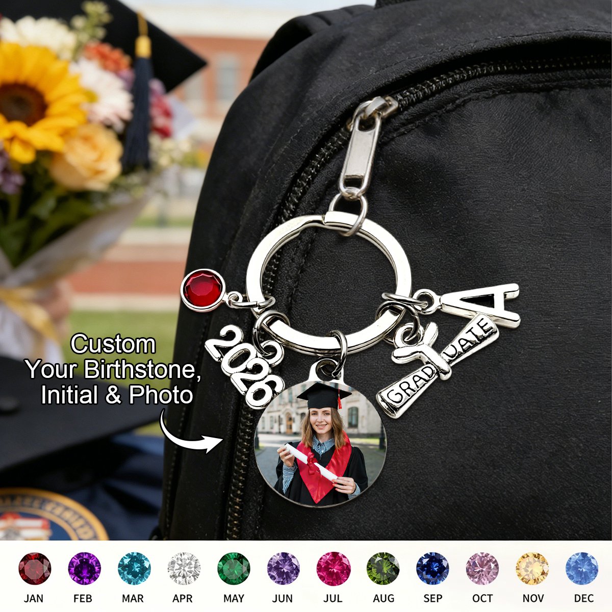2026 Custom Photo Graduation - Personalized Graduation Keychain