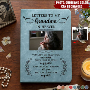 Letters To My Husband In Heaven Memorial Sympathy Gift - Personalized Leather Photo Journal