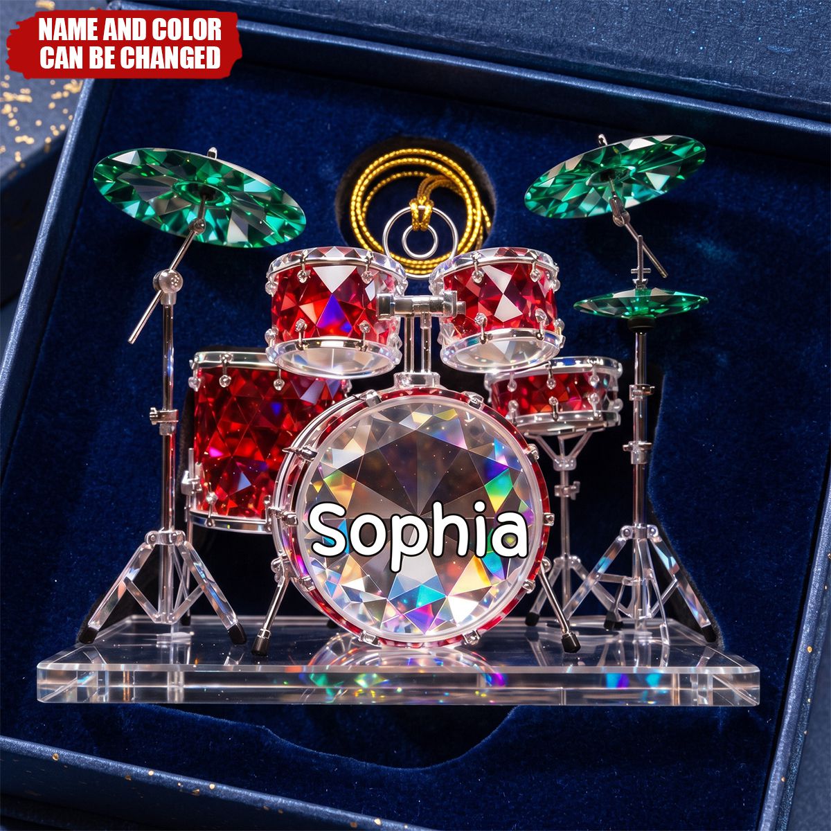 Personalized Stained Glass Effect Acrylic Christmas Ornament, Presents For Drummers
