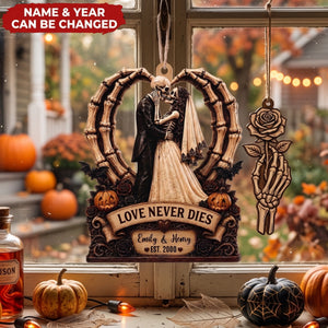 Love Never Dies - Personalized Wooden Ornament, Gift For Couples