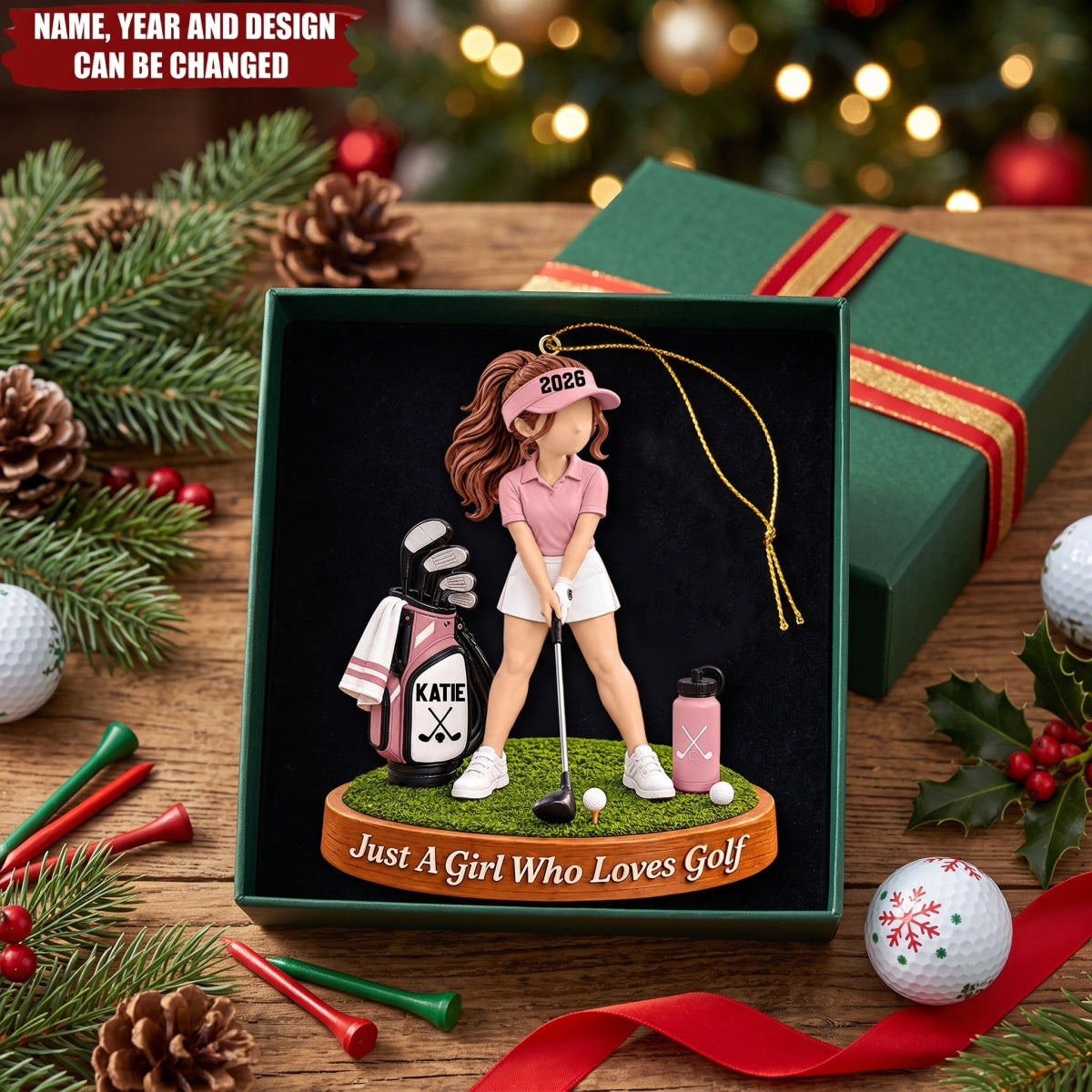 Just A Girl & Boy Who Loves Golf – Personalized Acrylic Custom Shape Ornament