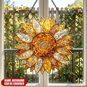 The Sunshine Of Our Family - Personalized Sunflower Window Hanging Suncatcher Ornament - Mother's Day Birthday Gifts For Mom, Grandma