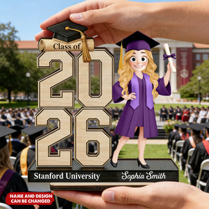 Graduation Cute Cartoon - Personalized Wooden Plaque