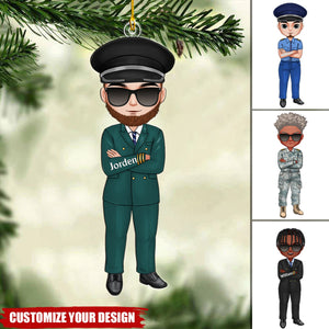 Pilot Man Personalized Christmas Acrylic Ornament, Gift For Pilot