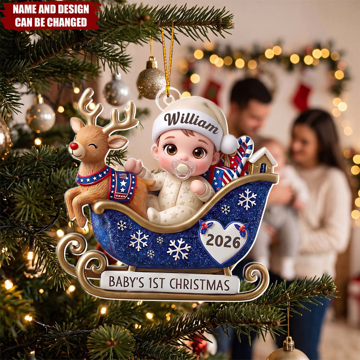 Joyful First Christmas for Your Sweet Baby - Personalized Acrylic Custom Shape Ornament