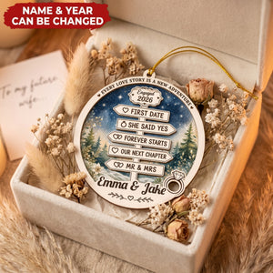 Our Forever Begins - Personalized 2-Layered Wooden Ornament